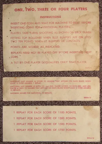 Instruction Card, Match Card, Score Card*