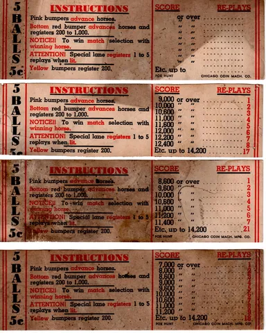 Instruction/Score Cards