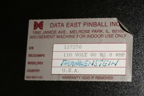Serial Number - Data East Logo*