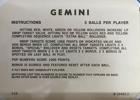 Sample Game - Instruction Card - 3 Ball